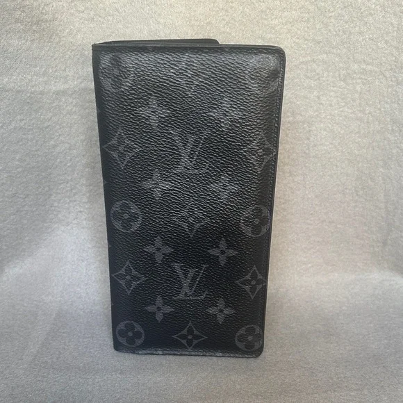 Louis Vuitton Monogram Eclipse Brazza Canvas Long Black Compact Wallet - Picture 1 of 15